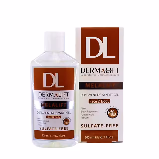 ژل شستشوی پوست روشن کننده درمالیفت مدل melalift حجم 200 میلی لیتر