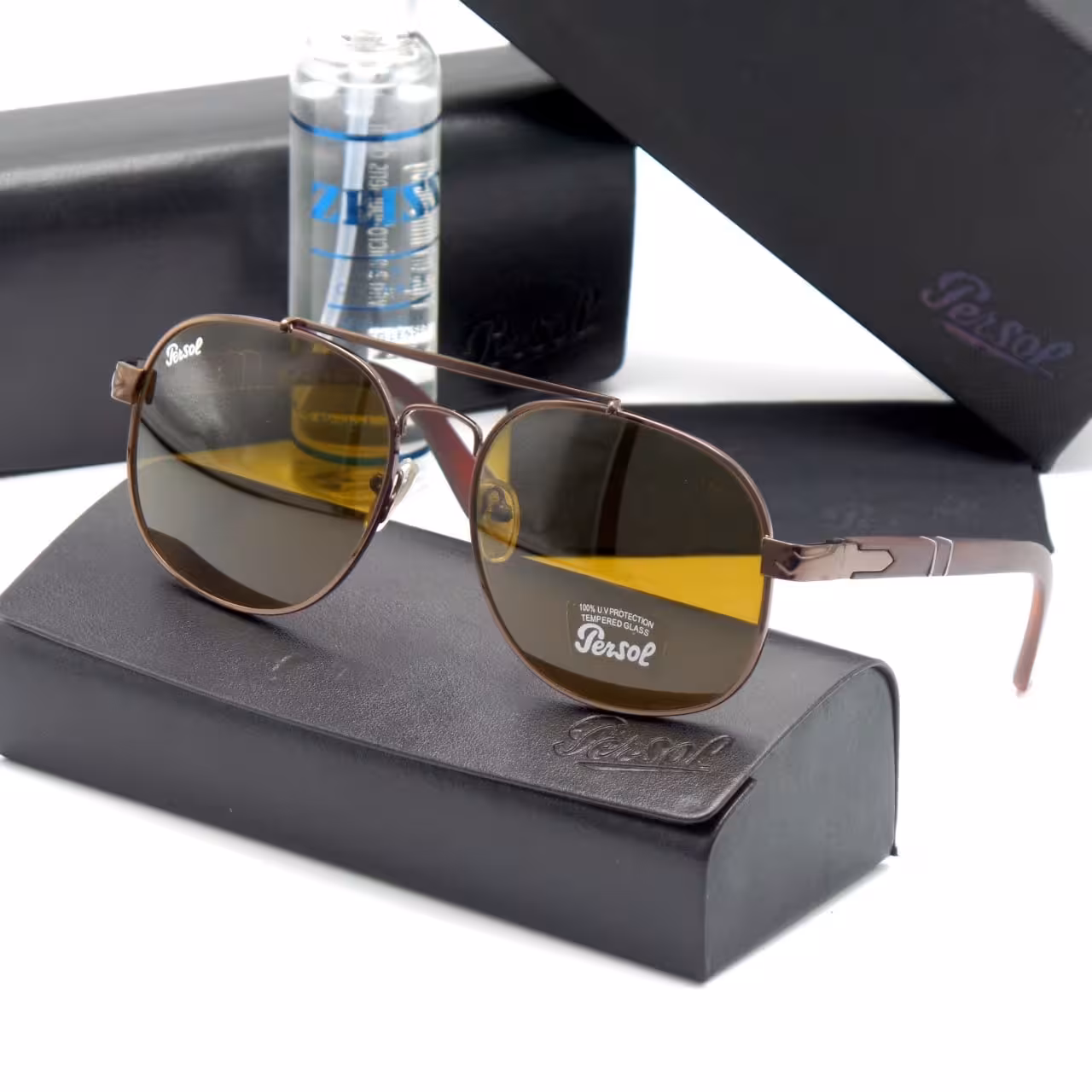 عینک آفتابی خلبانی پرسول Persol شیشه سنگ UV400 دسته فنری