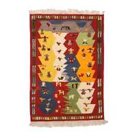 گلیم گبه دستبافت یک و نیم متری مدل عروسکی کد 4030554