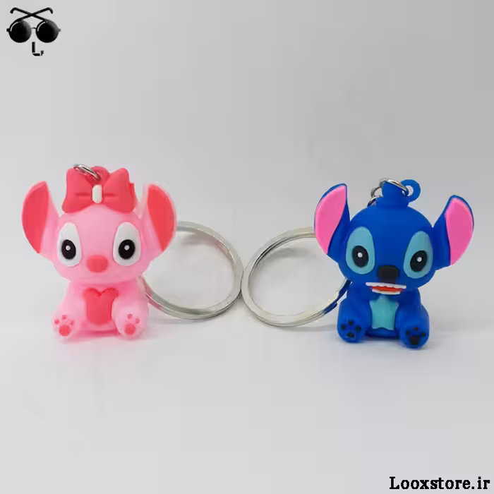 جاکلیدی کیوت طرح استیچ آبی و صورتی