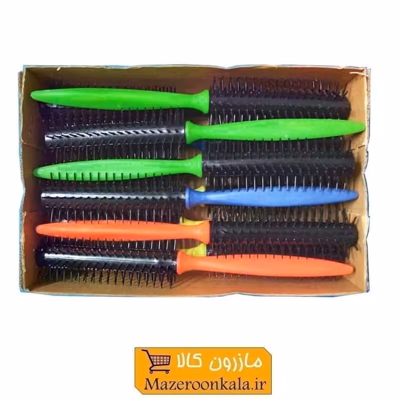 برس پیچ مو گرد با دسته رنگی و سوزن پلاستیکی ZBS-007