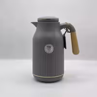 فلاسک چای 1 لیتر دسته چوبی جرمکس طوسی 2131