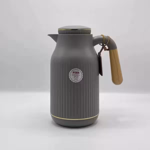 فلاسک چای 1 لیتر دسته چوبی جرمکس طوسی 2131
