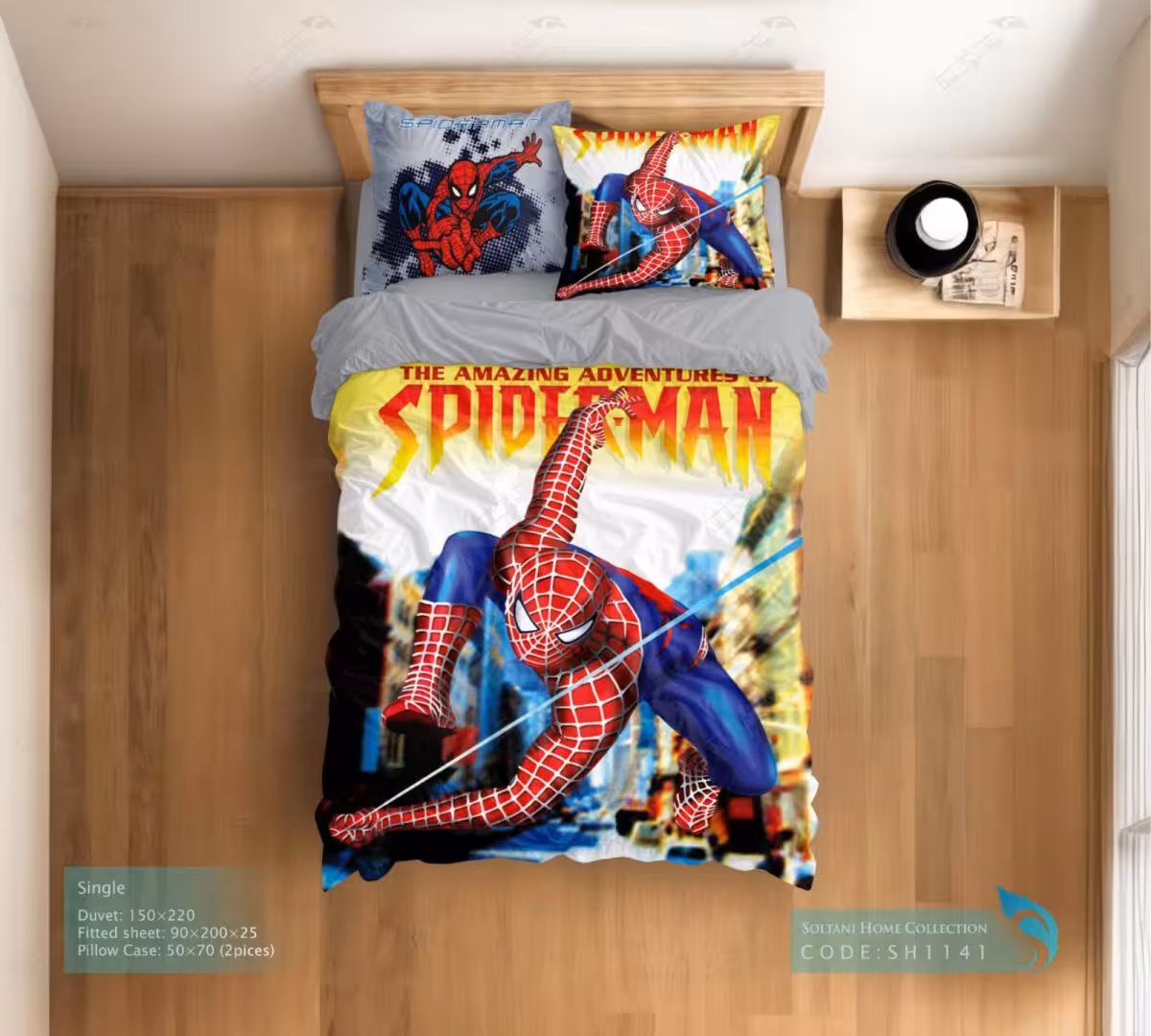 روتختی و ست کامل طرح اسپایدرمن سایز یکنفره کد SH1141