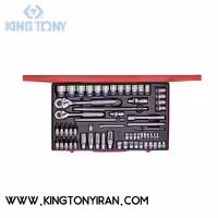 9063MR – جعبه بکس ميليمتر  1/4  و 3/8 و 1/2 – 12 گوش  62 عددي کينگ توني