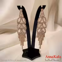 گوشواره دخترانه مدل آویز جواهری مدل گندمی رنگ طلایی کد GSH151952W