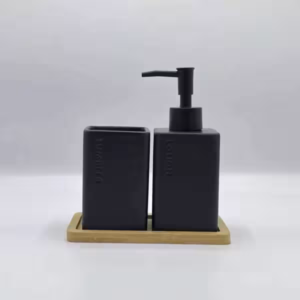 ست جا مایعی و مسواک سرامیکی مشکی 333410