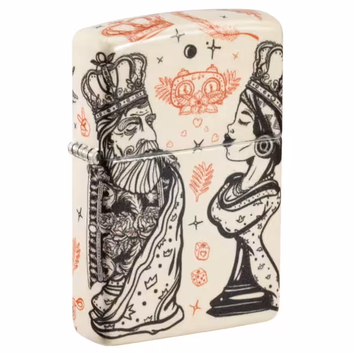 فندک Zippo (زیپو) کلاسیک مدل Z-46029 | شطرنج شاه ملکه | فندک اصلی با عملکرد مطمئن | قابل پر کردن مجدد | ساخت با کیفیت بالا