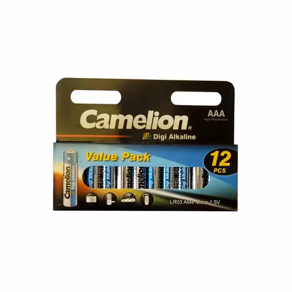 باتری نیم قلمی کملیون مدل digi alkaline بسته 12 عددی