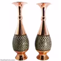 گلدان مسی خاتم کاری شده اصفهان 30 سانتی مجموعه 2 عددی MJ-84