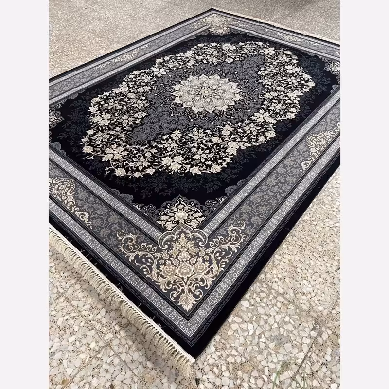 فرش ماشینی کاشان 700شانه طرح مهریس سرمه ای 12متری(باارسال رایگان)