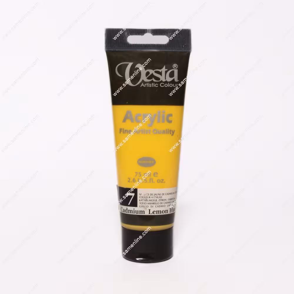 رنگ اکریلیک تک رنگ وستا 75 میلی لیتری کد Cadmium Lemon Hue 7