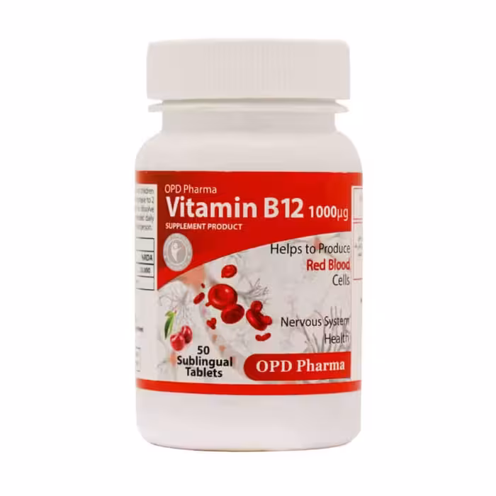 قرص زیرزبانی ویتامین ب12 او پی دی فارما 1000 میکروگرم 50 عدد | OPD Pharma B12 1000 Vitamin Sublingual Tab
