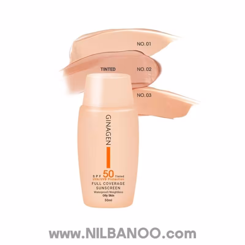 ضدآفتاب رنگی SPF50 ژیناژن مناسب پوست چرب و مختلط شماره 02