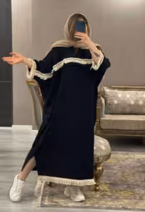 پانچو زنانه کرپ الیزه بلندمدل مزونی بلند هلین