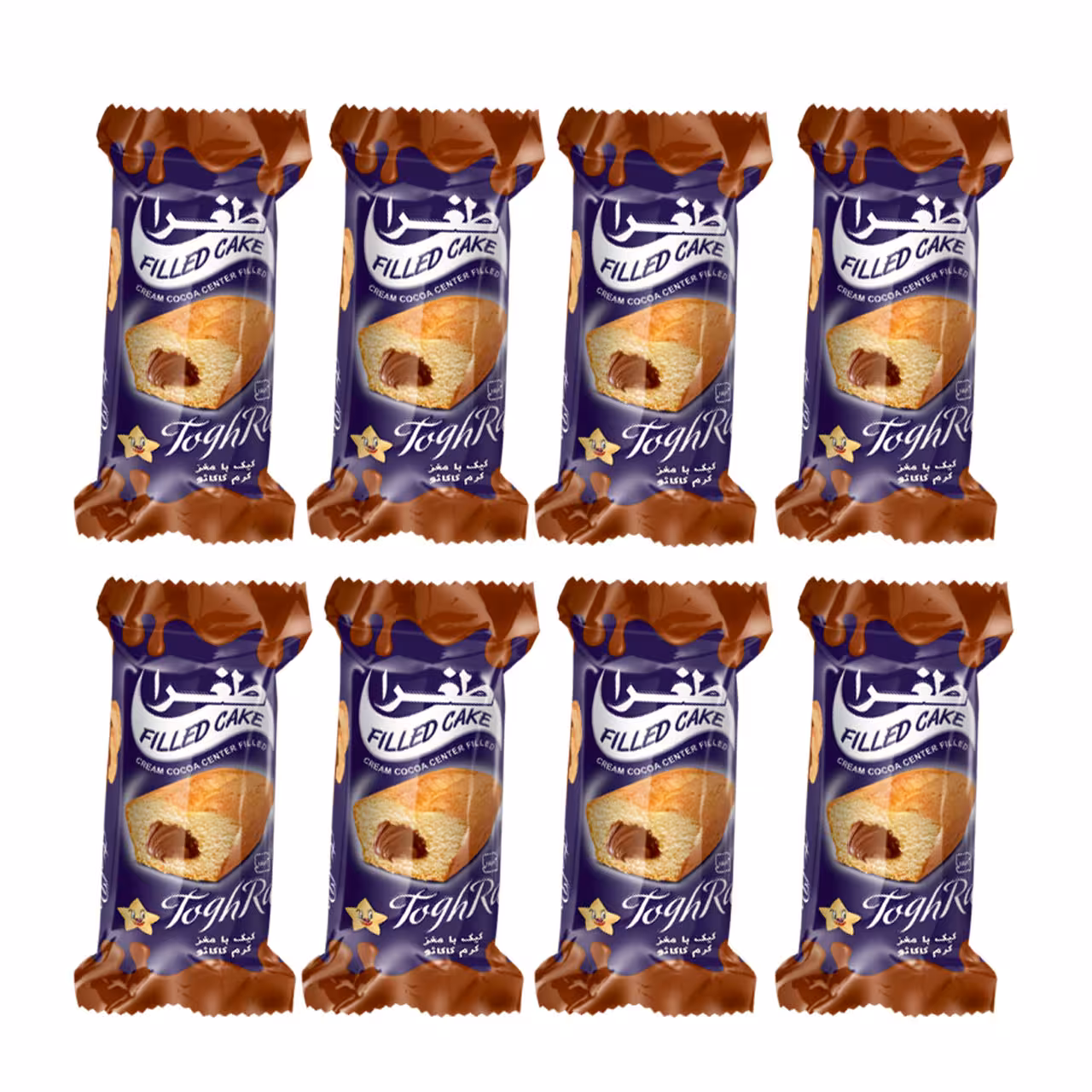 کیک مغزدار کرم کاکائو طغرا 80 گرمی بسته 24 عددی