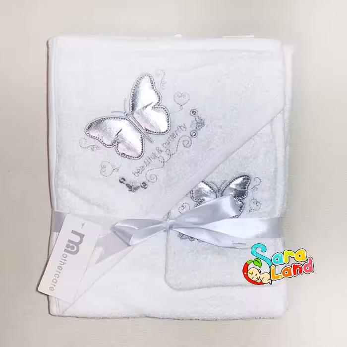 ست حوله و لیف نوزاد مادرکر mothercare طرح پروانه