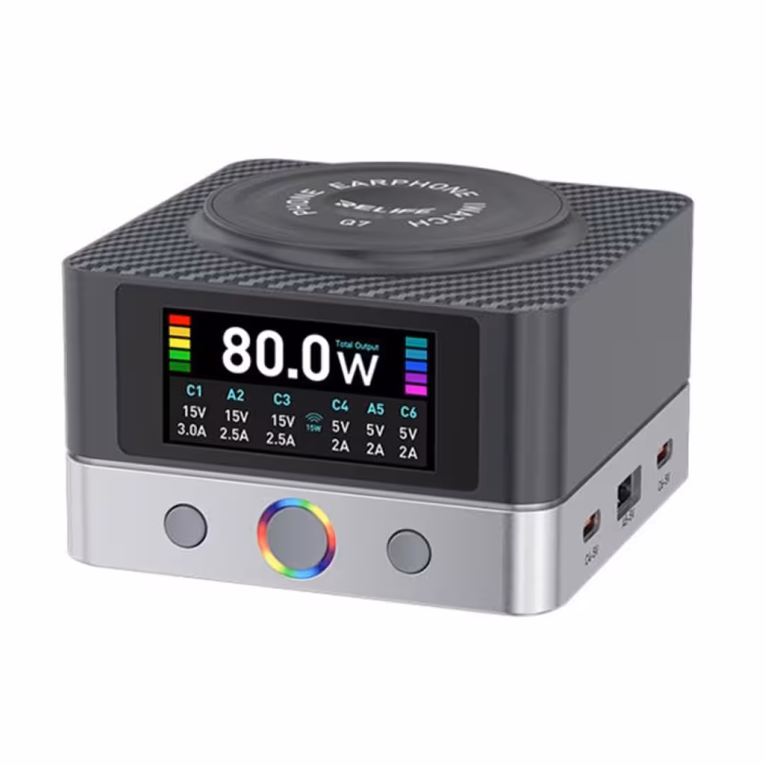 خرید اقساطی شارژر رومیزی 6 پورت 80 وات ریلایف مدل Relife Q7 | پرداخت 4 قسطه   ارسال سریع