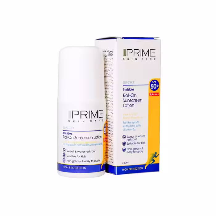 لوسیون رولی ضد آفتاب  SPF50 پریم فاقد رنگ 50 میلی لیتر