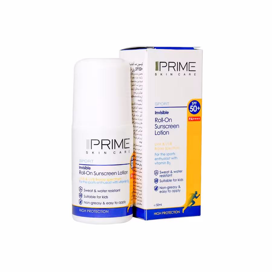لوسیون رولی ضد آفتاب  SPF50 پریم فاقد رنگ 50 میلی لیتر