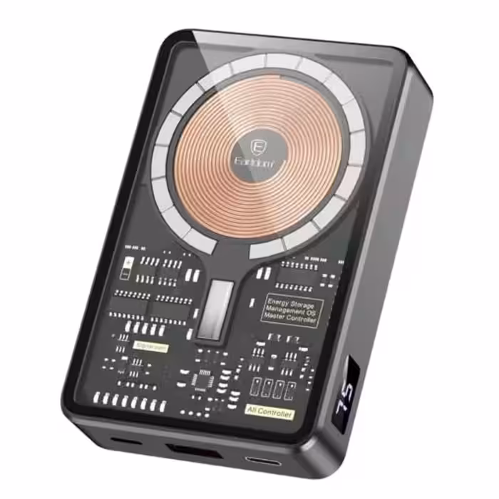 پاوربانک 10.000Mah وایرلس بدنه شفاف به توان 15W مدل Earldom PD20 (100% اورجینال)