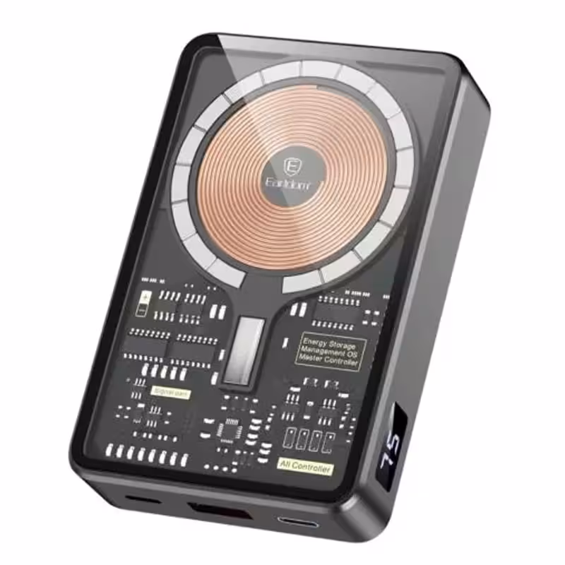 پاوربانک 10.000Mah وایرلس بدنه شفاف به توان 15W مدل Earldom PD20 (100% اورجینال)