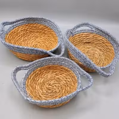 سبد سه سایز دسته دار حصیری