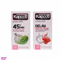 کاندوم کاپوت (Kapoot) مدل 45min بسته 12 عددی به همراه کاندوم کاپوت مدل Delay Fruity cream بسته 12 عددی