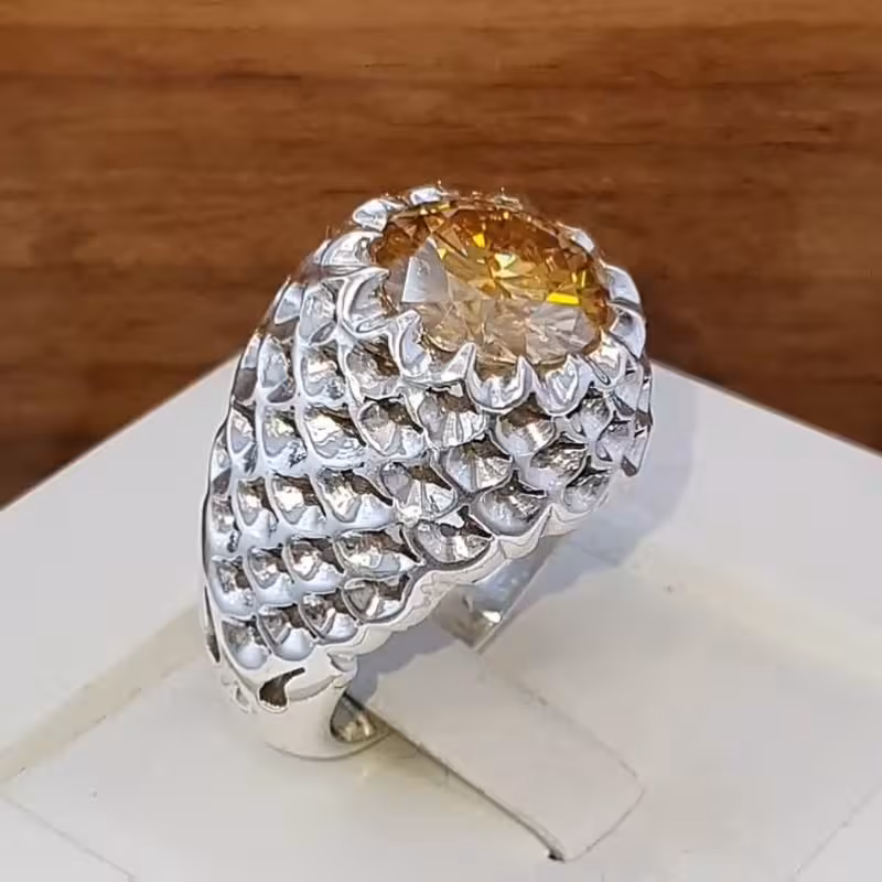 انگشترنگین موزینایت اصلی بارکاب دستساز