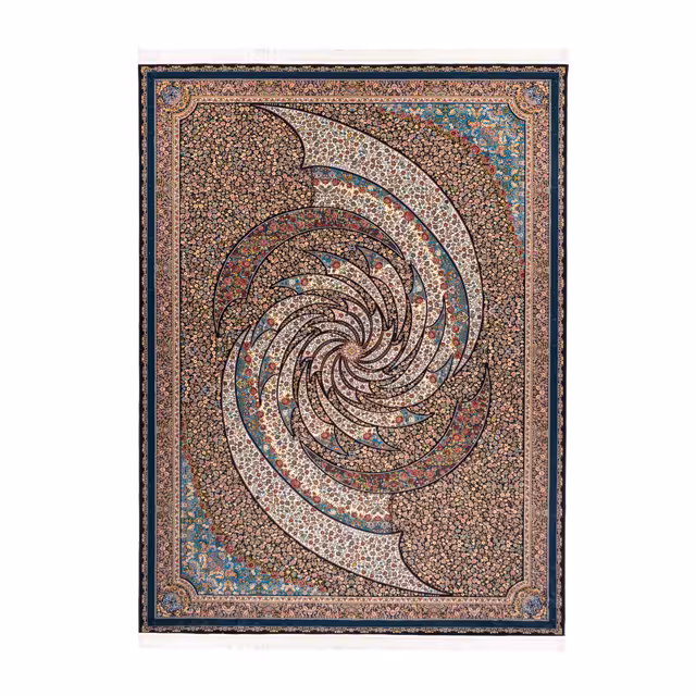 فرش ماشینی دنیای فرش طرح تماشا رنگ زمینه مشکی