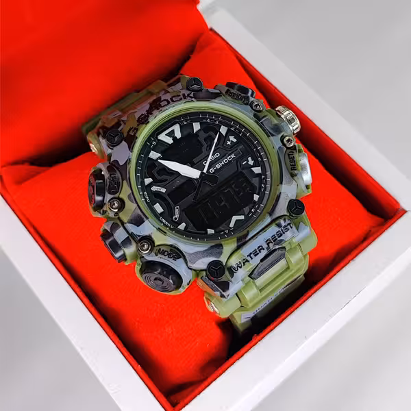 ساعت مچی جی‌شاک دو زمانه ارتشی سبز G-Shock (دو موتوره)