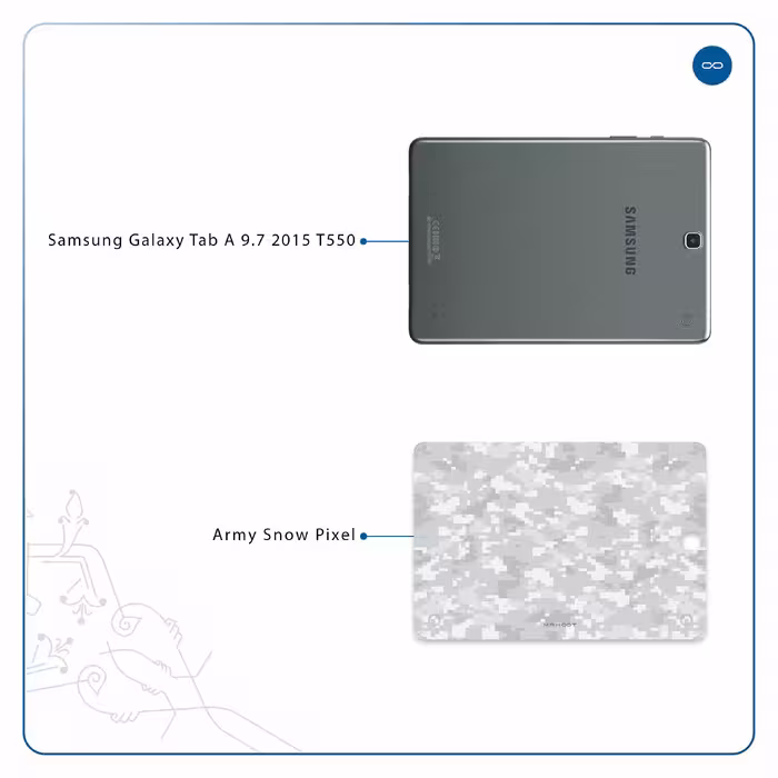برچسب پوششی ماهوت مدل Army-Snow-Pixel مناسب برای تبلت سامسونگ Galaxy Tab A 9.7 2015 T550