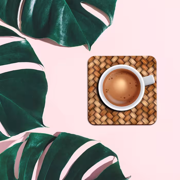 زیر لیوانی لوکسینو مدل بامبو طرح حصیری مجموعه 6 عددی