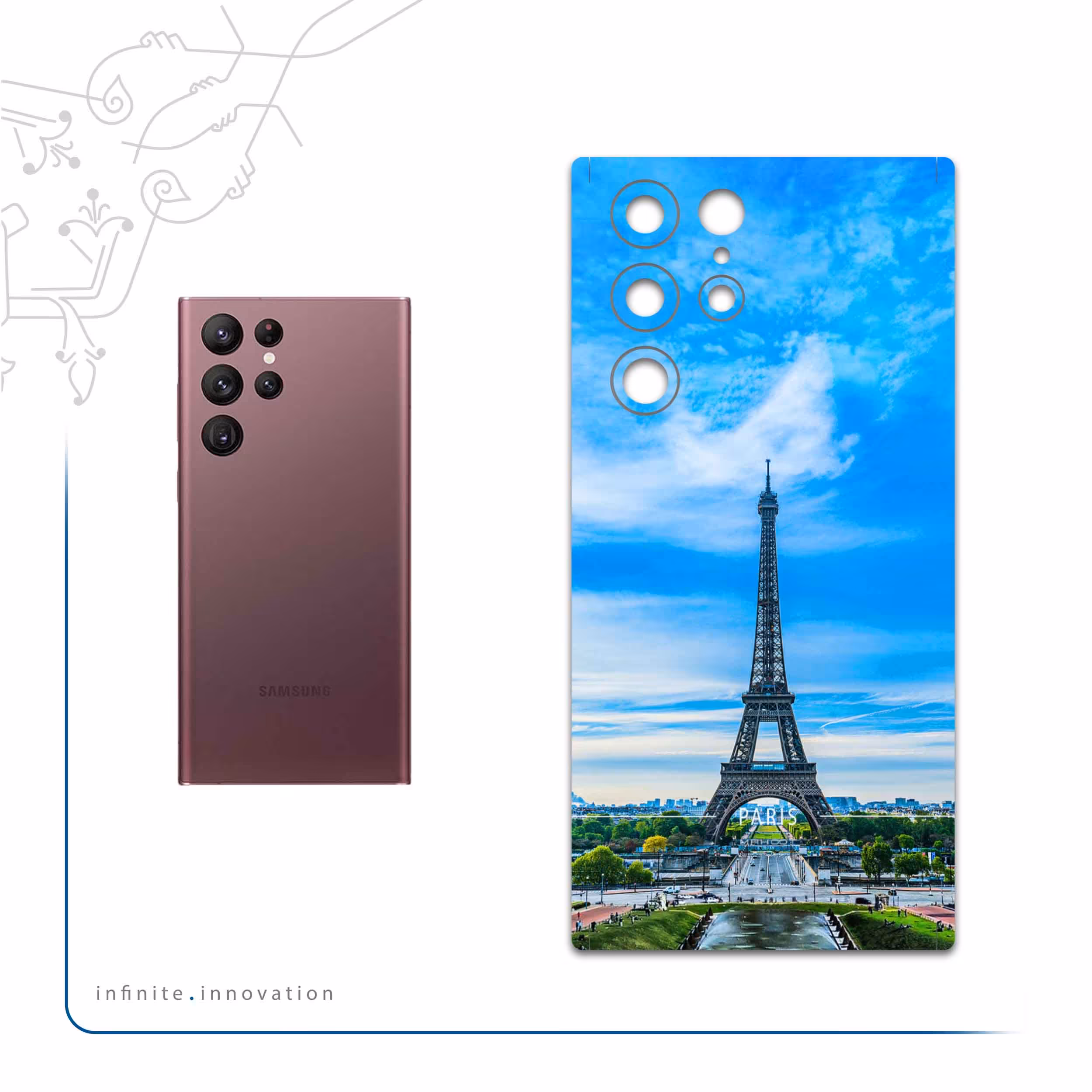برچسب پوششی ماهوت مدل Paris-City مناسب برای گوشی موبایل سامسونگ Galaxy S22 Ultra 5G