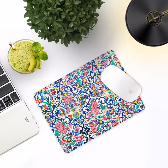 ماوس پد ترمه طراحان ایده مدل کاشی گل و مرغ کد cfp1298 