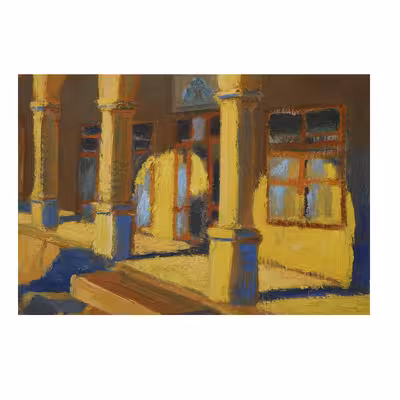 تابلو نقاشی رنگ روغن طرح خانه تاریخی امینی ها مدل MJ008