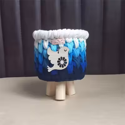 سبد قلاب بافی تریکو مدل پایه دار کد 04 مجموعه 3 عددی