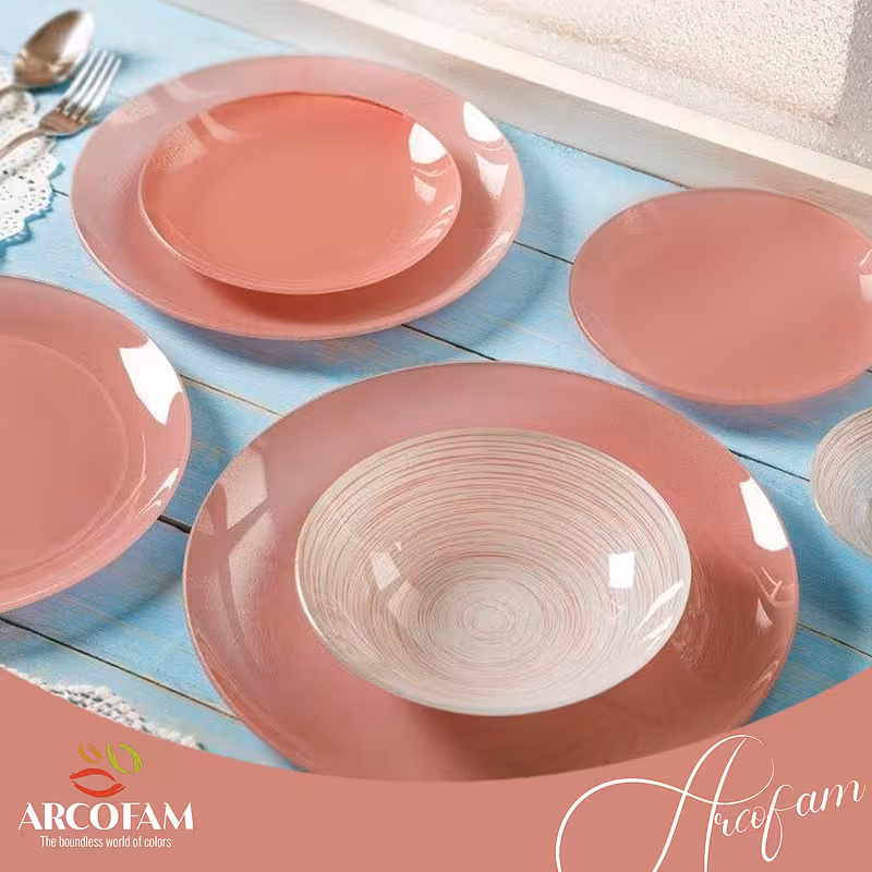 سرویس 6 نفره 25 پارچه ترکیبی رنگ صورتی