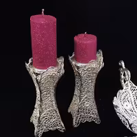  جفت شمعدان  ملیله مسی روکش نقره مناسب هفت سین