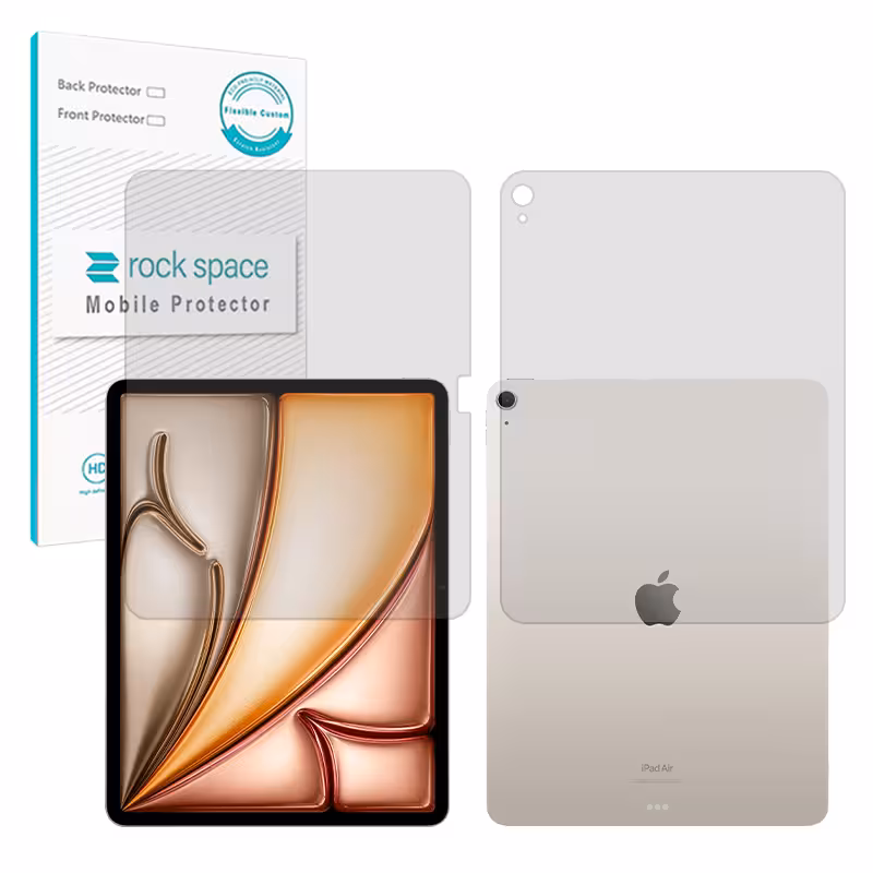 گلس صفحه نمایش و پشت تبلت اپل iPad Air 13 (2024) مدل نانو هیدروژل مات برند راک اسپیس کد XLXL