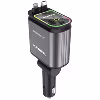 شارژر فندکی فست شارژ ماشین تایپ‌سی و یو‌اس‌بی 120 وات مکسول Maxwell Drive Hub Pro با کابل متصل تایپ‌سی و لایتنینگ