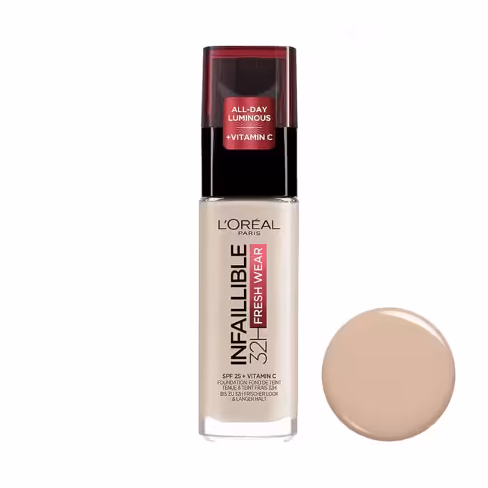 کرم پودر لورال Loreal اصل مدل اینفالیبل فرش وییر 24 ساعته حجم 30 میل (شماره 130)