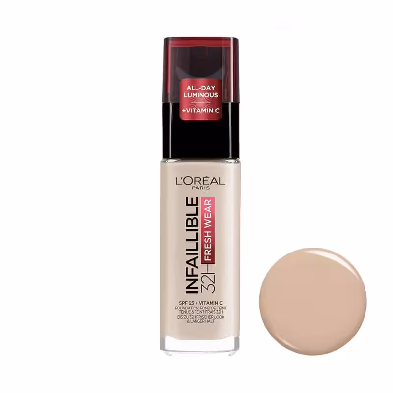 کرم پودر لورال Loreal اصل مدل اینفالیبل فرش وییر 24 ساعته حجم 30 میل (شماره 130)