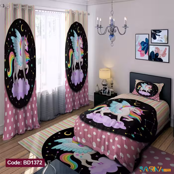 ست اتاق خواب دخترانه طرح تک شاخ کد BD1372