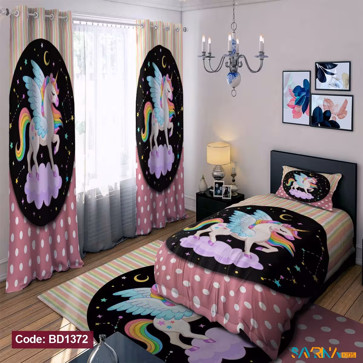 ست اتاق خواب دخترانه طرح تک شاخ کد BD1372