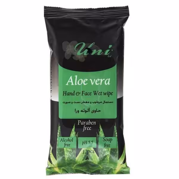 دستمال مرطوب و معطر دست و صورت یونی 12 عددی