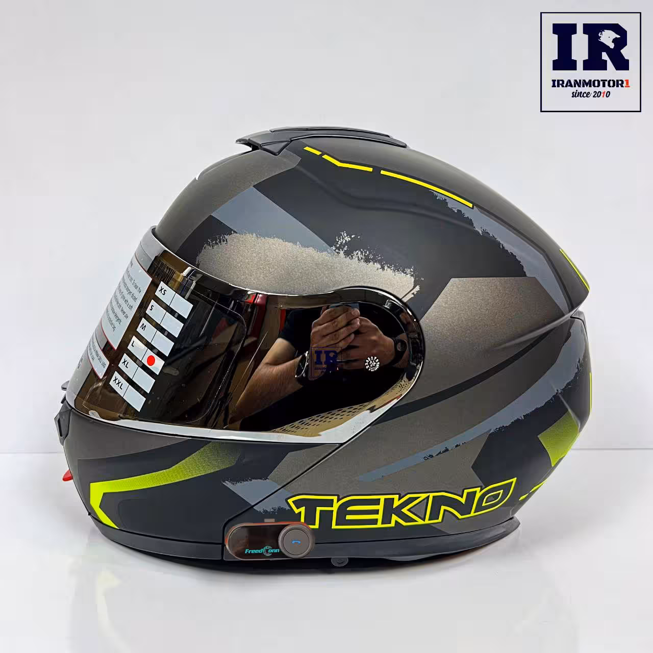 کلاه کاسکت بلوتوث دار فک متحرک تکنو Tekno - خاکستری فسفری   T-com VB