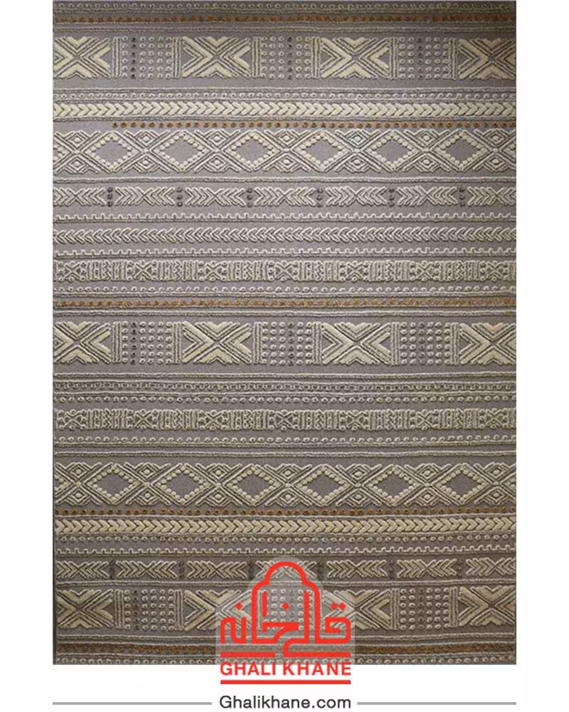 گلیم فرش ماشینی ساوین کد 7431 نقره ای