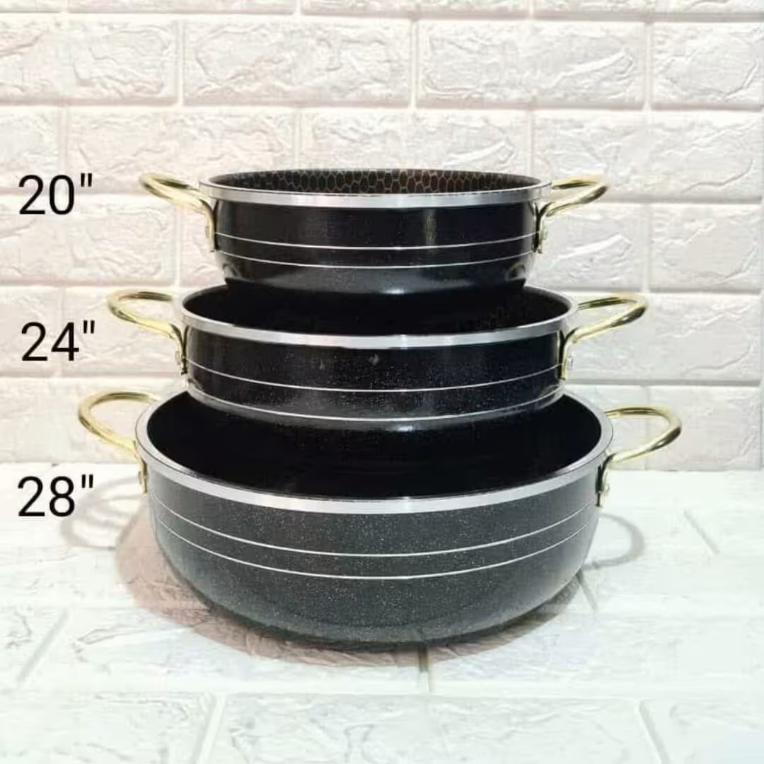 سرویس ماهیتابه دسته طلایی هلنا کف زنبوری بدون درب وجعبه