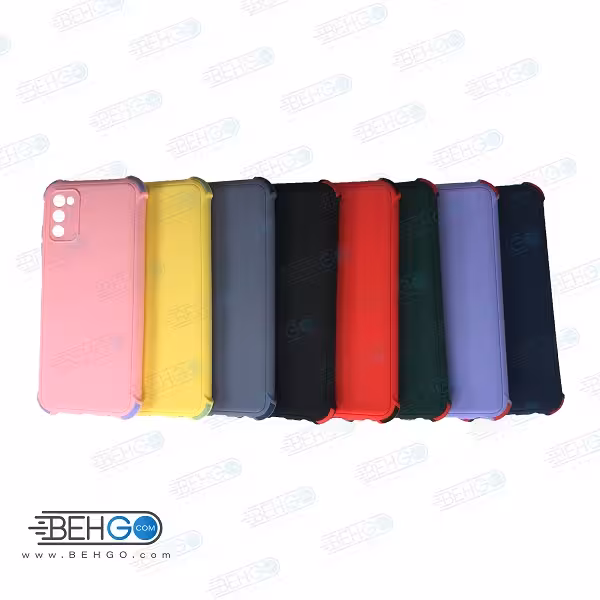 قاب سامسونگ A03s کاور مدل ژله ای دکمه رنگی محکم ضد ضربه با محافظ لنز دوربین گوشی Samsung A03s